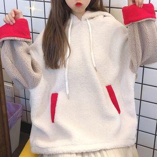 Contrast Panel Fleece Hoodie
