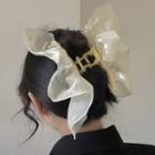 Mesh Alloy Hair Clamp 1pc - 2767a - White & Beige - One Size