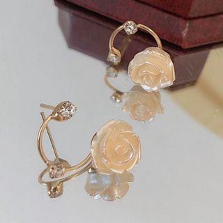 Sterling Silver Rhinestone Rose Stud Earring