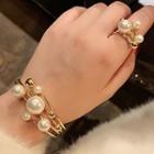 Faux Pearl Layered Open Ring / Bangle