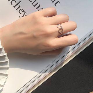 925 Sterling Silver Heart Open Ring As Shown In Figure - One Size