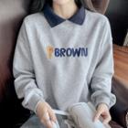 Bear Embroidered Collared Sweatshirt