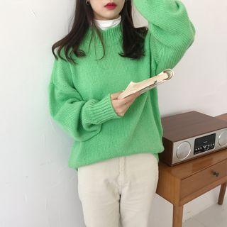 Plain Knit Sweater / Straight-cut Jeans