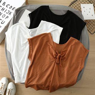 Cap-sleeve Knot Front Top