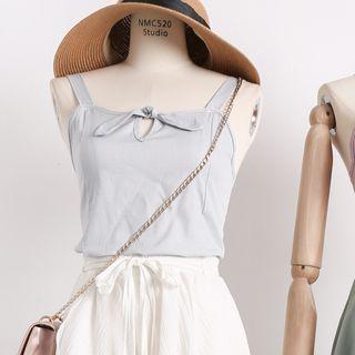 Ribbon-front Cropped Sleeveless Top