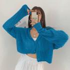 Drop-shoulder Cable-knit Cropped Cardigan