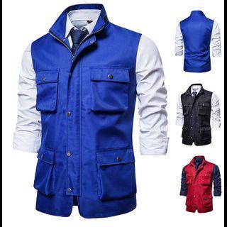 Elbow-sleeve Two Tone Zipped Jacket