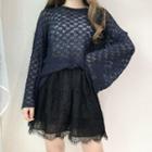 Long-sleeve Knit Top / Lace A-line Skirt