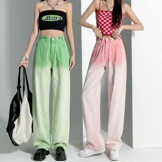 Gradient High Waist Straight Leg Jeans (various Designs)