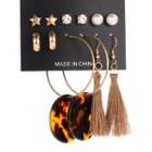 6 Pair Set: Alloy Earring (assorted Designs) 01 - 11637 - Set - Gold - One Size