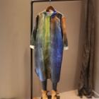 Long Sleeve Tie Dye Long Shirt Multicolor - Gray, Green, Blue, Orange - One Size