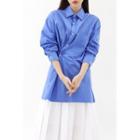 Two-way Loose-fit Shirt Blue - One Size