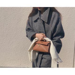 [dearest] Herringbone Long Coat With Sash (dark Gray) One Size