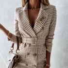 Houndstooth Tie-waist Blazer Dress