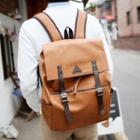 Faux Leather Buckled Backpack