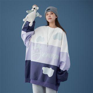 Color Block Cow Print Sweatshirt