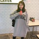 Harvard Text Print Boxy Sweatshirt Dress