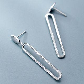 925 Sterling Silver Rhinestone Dangle Earring 1 Pair - S925 Silver - One Size