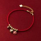 Tiger Red String Bracelet 1 Pc - S925 Silver - Gold & Red - One Size