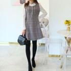 Inset Blouse Glen-plaid A-line Dress