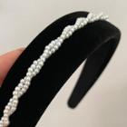 Beaded Velvet Headband 1 Pc - Black - One Size