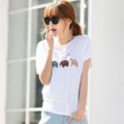 Elephant Print Short-sleeve T-shirt