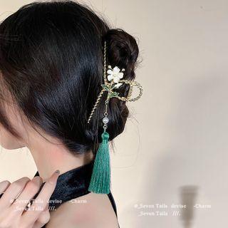 Retro Flower Tassel Alloy Hair Clamp Gold - One Size