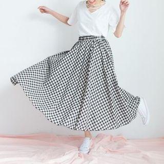 Gingham Long Skirt