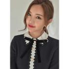 Contrast-collar A-line Dress With Ribbon