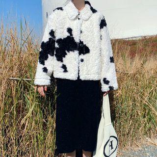 Knitted High-waist A-line Skirt / Mock-neck Cardigan