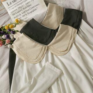 Layer-collar Colorblock Blouse
