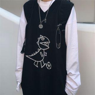 Dinosaur Print Knit Vest