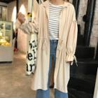 Drawstring Waist Buttoned Long Jacket As Shown In Figure - One Size