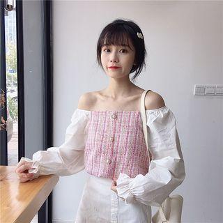 Tweed Square Neck Blouse