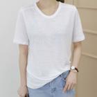 U-neck Linen Blend T-shirt
