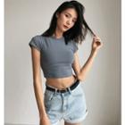 Short-sleeve Crop T-shirt In 5 Colors