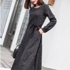 Side Slit Long-sleeve A-line Dress