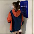 Colorblock Loose-fit Hoodie As Shown In Figure - One Size