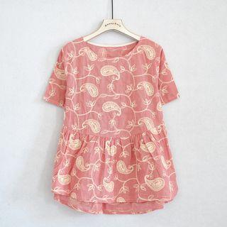 Printed Short-sleeve Linen T-shirt