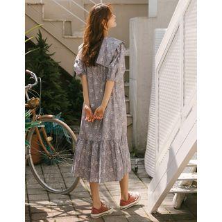 Sailor Collar Floral Print Dress