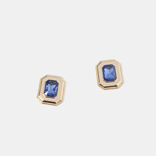 Retro Rhinestone Accent Square Earrings As Shown In Figure - One Size
