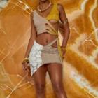 Two-tone Irregular Cut-out Skirt + Two-tone Cut-out Cropped Tank Top