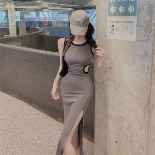 Cutout Slit Midi Bodycon Tank Dress