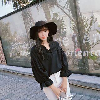 Tie Neck 3/4 Sleeve Chiffon Blouse