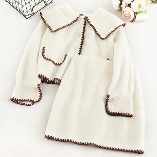 Set: Contrast Trim Jacket + Skirt