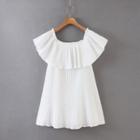 Short-sleeve Ruffle Mini A-line Pleated Dress