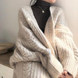 Plain Knit Cardigan Sweater