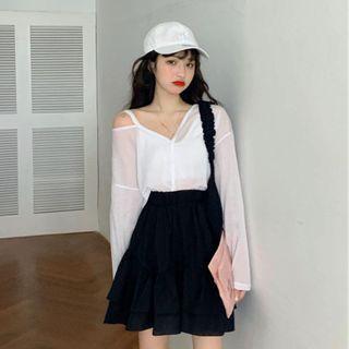 Cold Shoulder Shirt / A-line Skirt