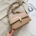 Croc Grain Flap Hobo Bag