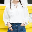 Perforated Panel Frill Trim 3/4 Sleeve Top